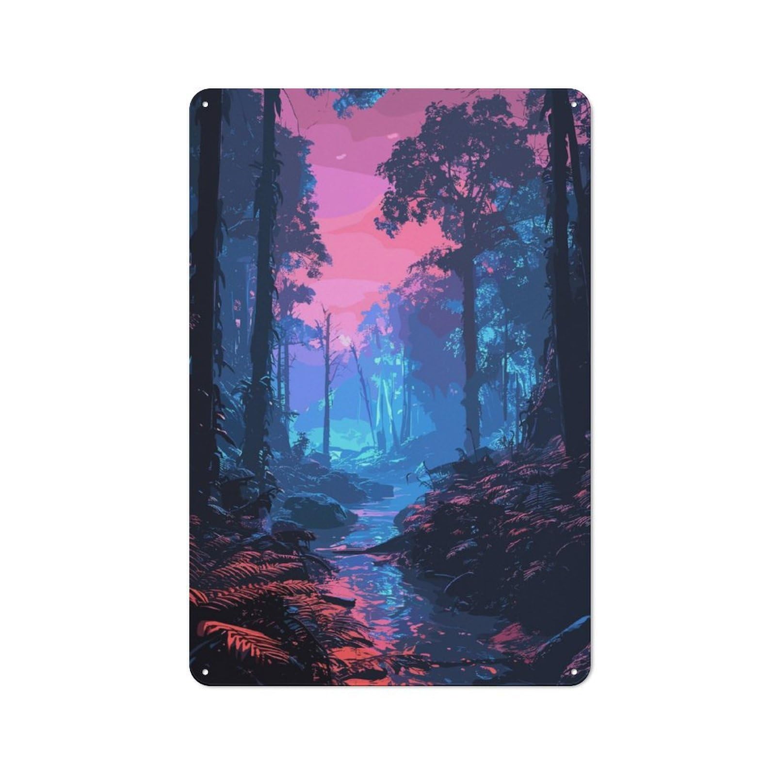 Industrial Mystical Forest Industrial Metal Sign 30x20cm, Industrial Wall Decor for Workspace, Cafe, Hallway Or Garage