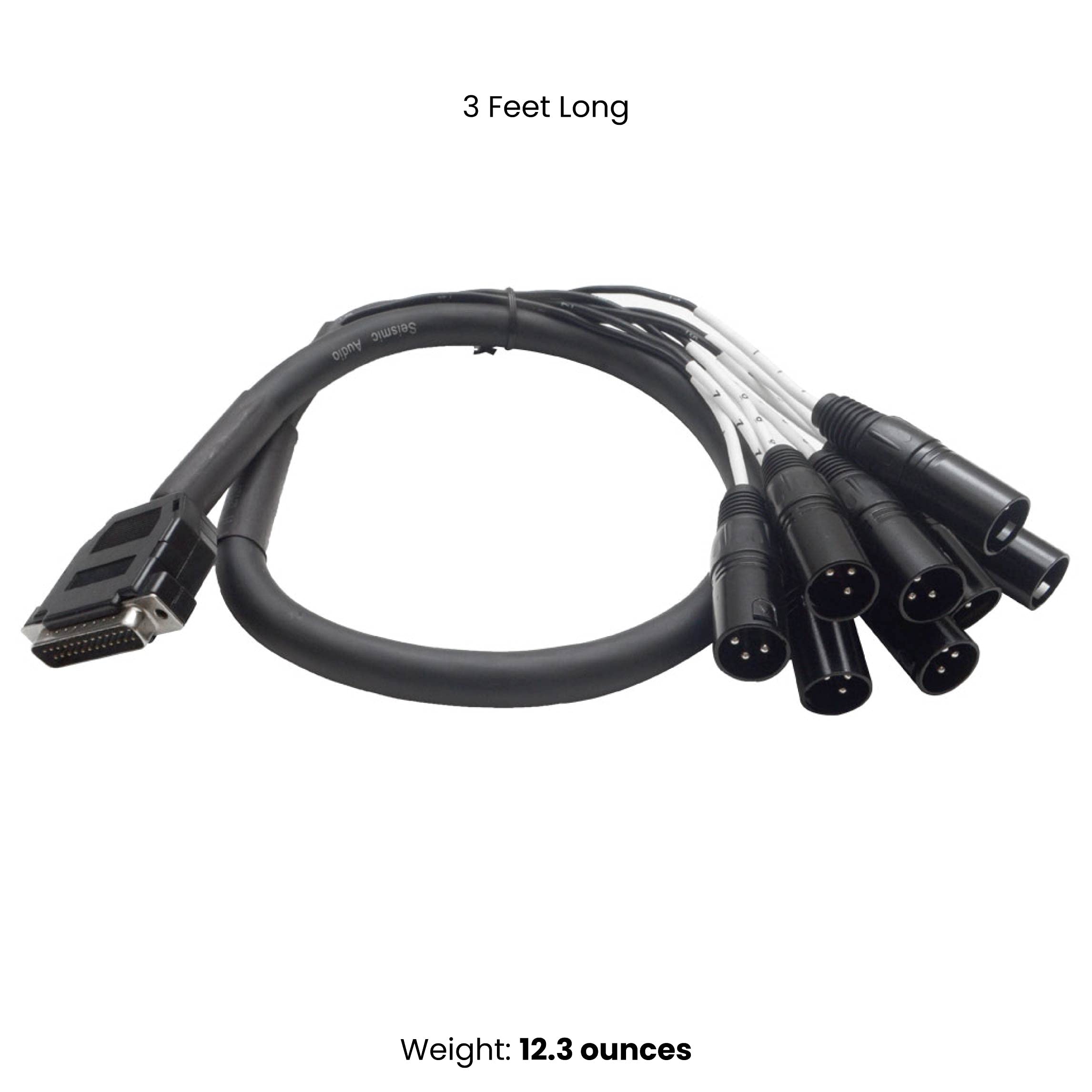 Seismic Audio Speakers DB25 to 8 Channel ¼” XLR Male 3 Foot D-Sub Snake Cable, PatchBay Interface Modular Cable