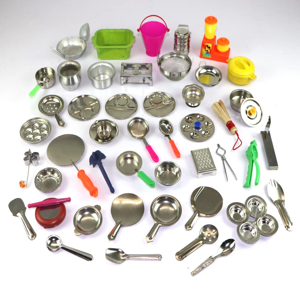 47 Pieces - Miniature Kitchen Set, Kitchen Set for Kids Girls, Real Cooking Kit for Play, Steel Kitchen Set for Girls, Choppu Jaman, Miniature Cooking Set (Pack - 47) (B0BSLV1QHY) Amazon Price History, Amazon Price Tracker