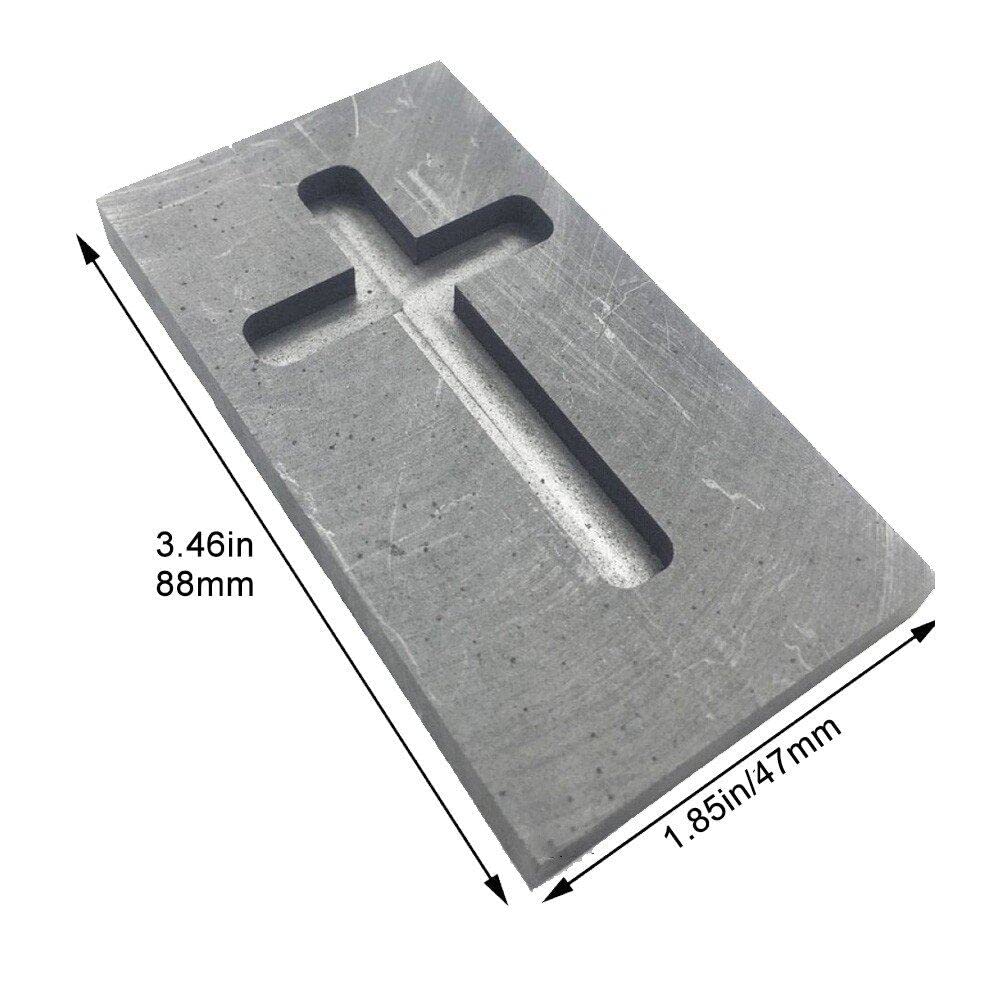 Hrippy Coulée Lingot Moule Croix Forme Graphite Creuset Moule Haute Densité Graphite Moule Or Argent Lingot Moule pour Bijoux Artisanat