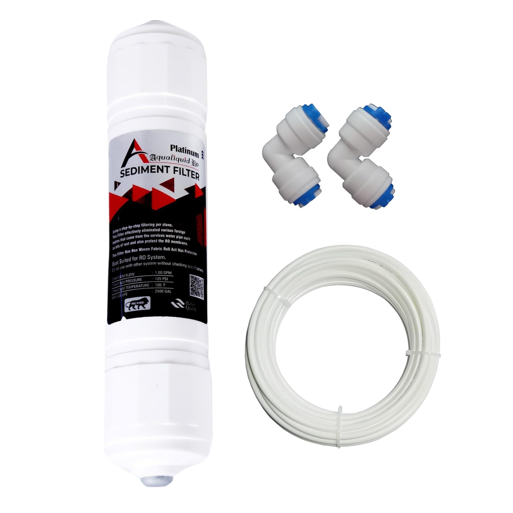 AQUALIQUID RO Platinum Sediment Filter with 1/4 inch 2 Metre Pipe and 2 Connectors, Set Compatible with RO Water Filters/Purifiers-image-27