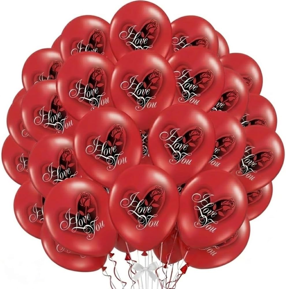 PMU 100 Pcs 11 Inch Heart Balloons Valentine’s Day Latex Balloons Decoration for Romantic Valentine's Day Wedding Bridal Shower Anniversary Engagement Party Supplies
