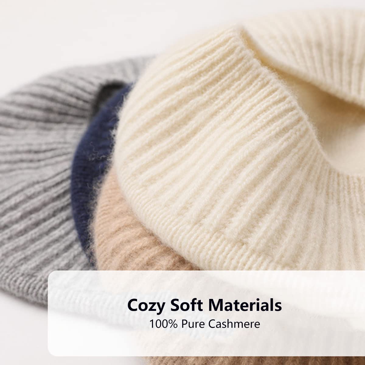 Sombrero de Boina de Punto para Mujer, Gorro de Lana de Color Sólido de Cachemir 100%, Gorra/Beanie de Punto Cálido Gorro de Boina Clásico de Invierno Otoño, Regalo para Navidad/Año Nuevo Gray