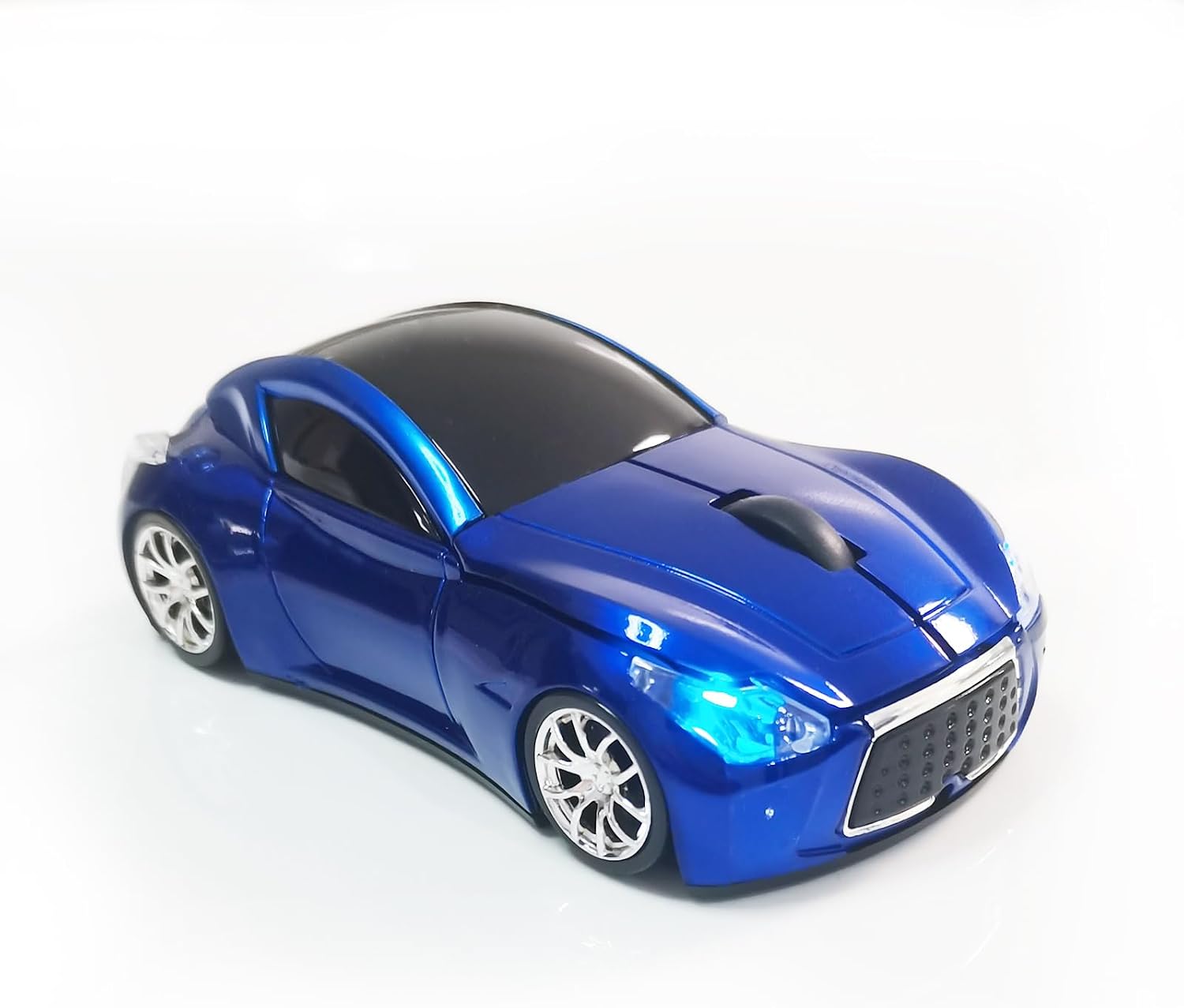 Car Mouse for Computer, Wireless Car Shaped Mice for Laptop, PC, Mini Cute Mouse with 2.4Ghz USB Receiver, 3D, 1600DPI, Silent Clicks, LED Headlights (Blue)