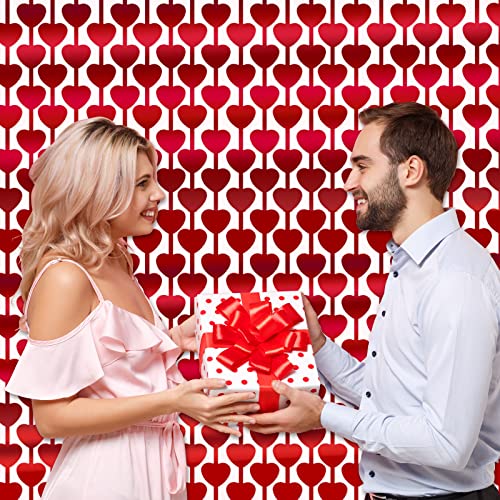 Image of LOLStar 3 Pack Valentines Decorations,Valentines Party Decoration,3.3x6.6ft Red Heart Shape Tinsel Foil Fringe Curtain Valentines Photo Backdrop,Streamer Backdrop for Birthday,Engagement,Wedding