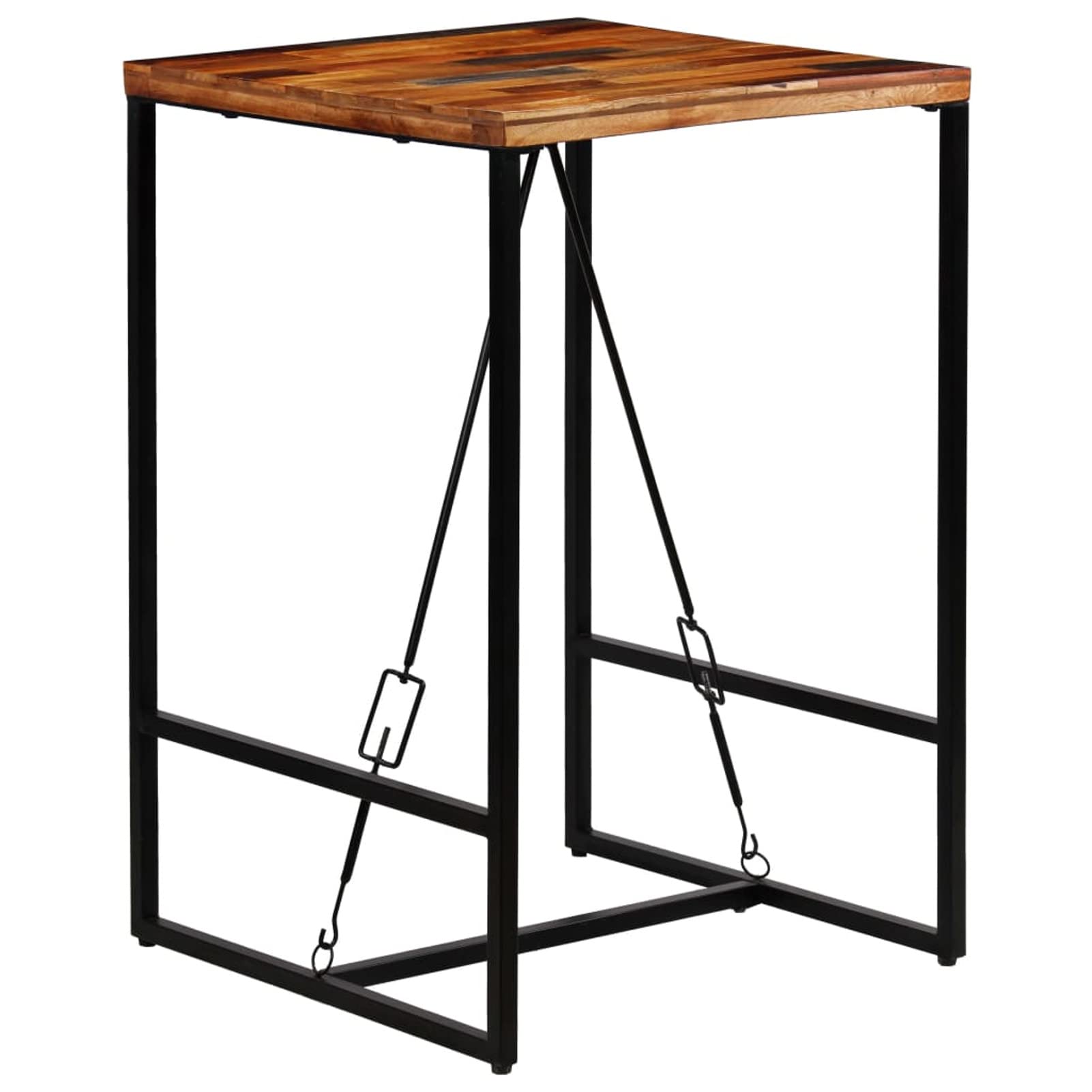 Set da bar 3 pezzi in legno massello di recupero e vera pelle di capra, set di tavolo da pranzo, tavolo da , set di mobili salvaspazio per casa, , ufficio