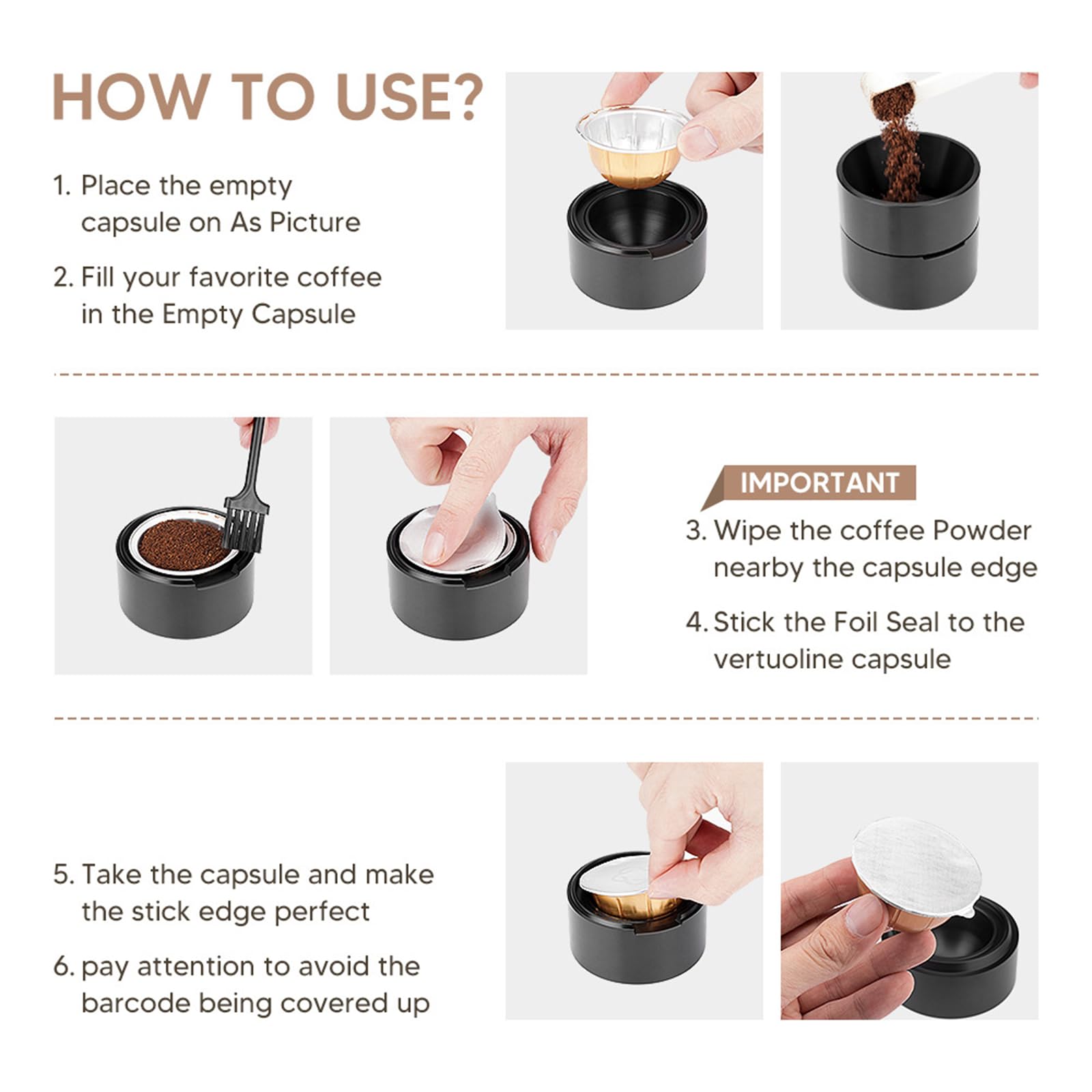 El recambio de cápsulas de café fácil de usar garantiza una alineación perfecta de la tapa, accesorios para cápsulas de café