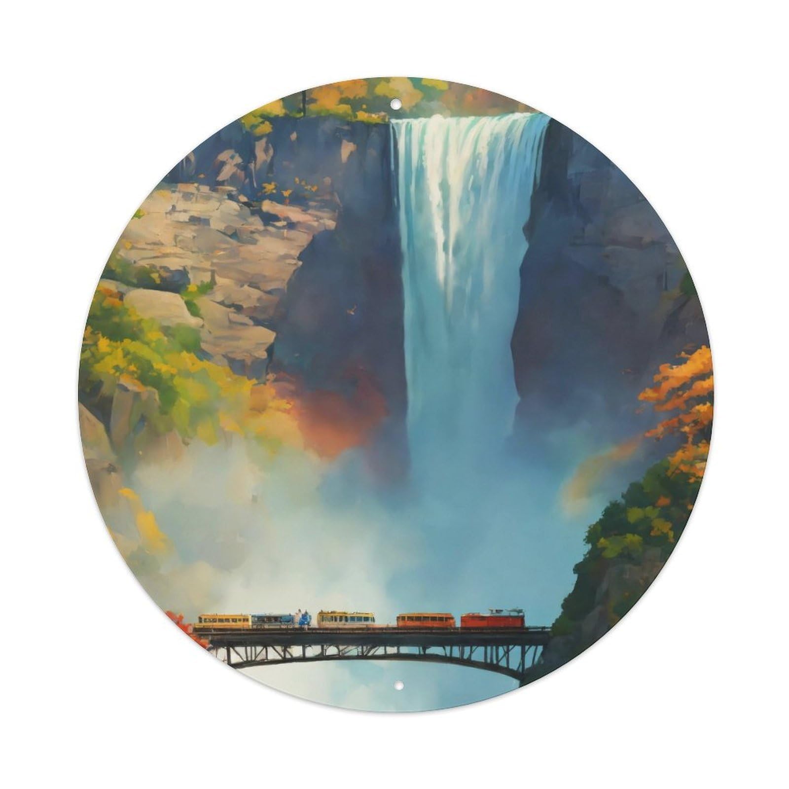 Waterfall Hidden Falls in Emerald Forest Metal Tin Sign