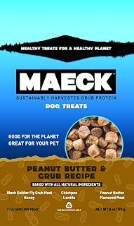 MAECK Insect Grub Protein Dog Treats, 6 Ounces, All Natural, Gluten Free, Sustainable - Peanut Butter and Grub Recipe