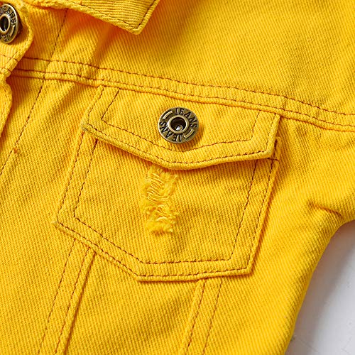 Faxson Toddler Boys Girls Casual Denim Jackets Coats Kids Button Down Jeans Tops Outerwear(Yellow,130/6 Years) #TOP3