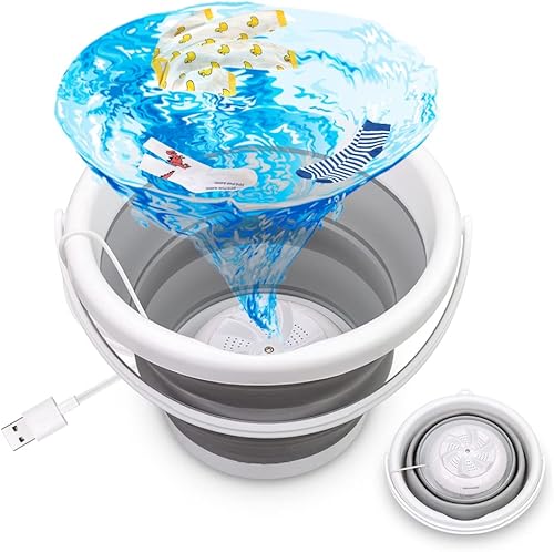 DACHUANG Mini lavadora, ultrasónica portátil plegable bañera de lavandería por USB alimentado para calcetines ropa interior, plegable automático con