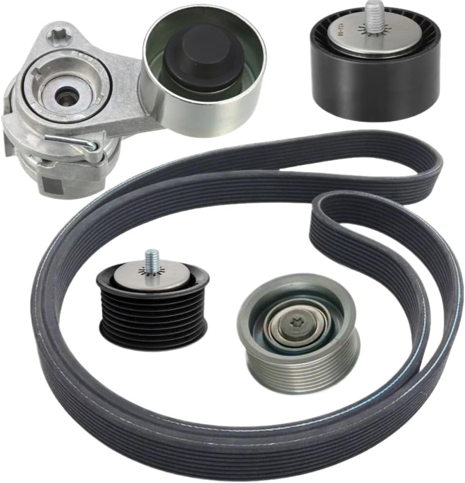 Engine Belt Tensioner Set Compatible with F01 F02 740Li X6 E71 N54 Engine - Includes Parts 11287627052 11287628279 11287559887 11287559889 11287627053