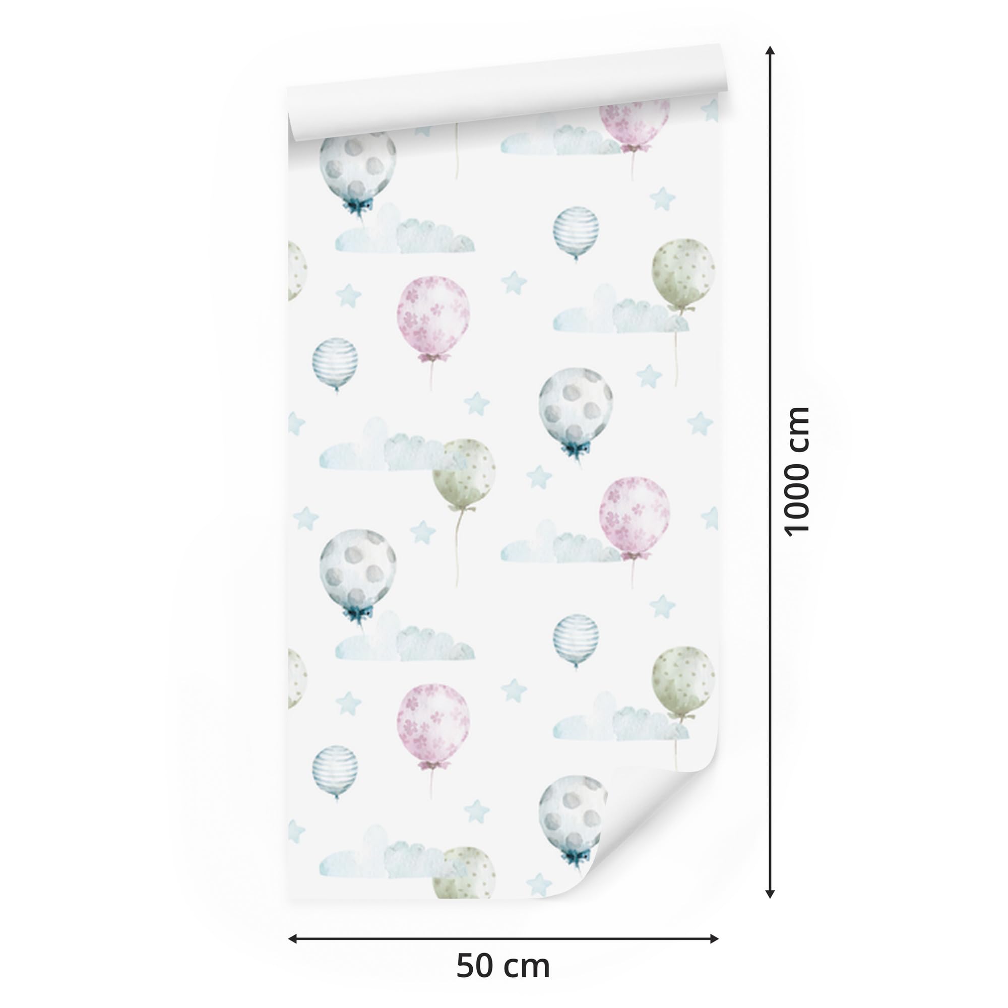 Vliestapete Pastellballons vor Sternen 50 x 1000 cm