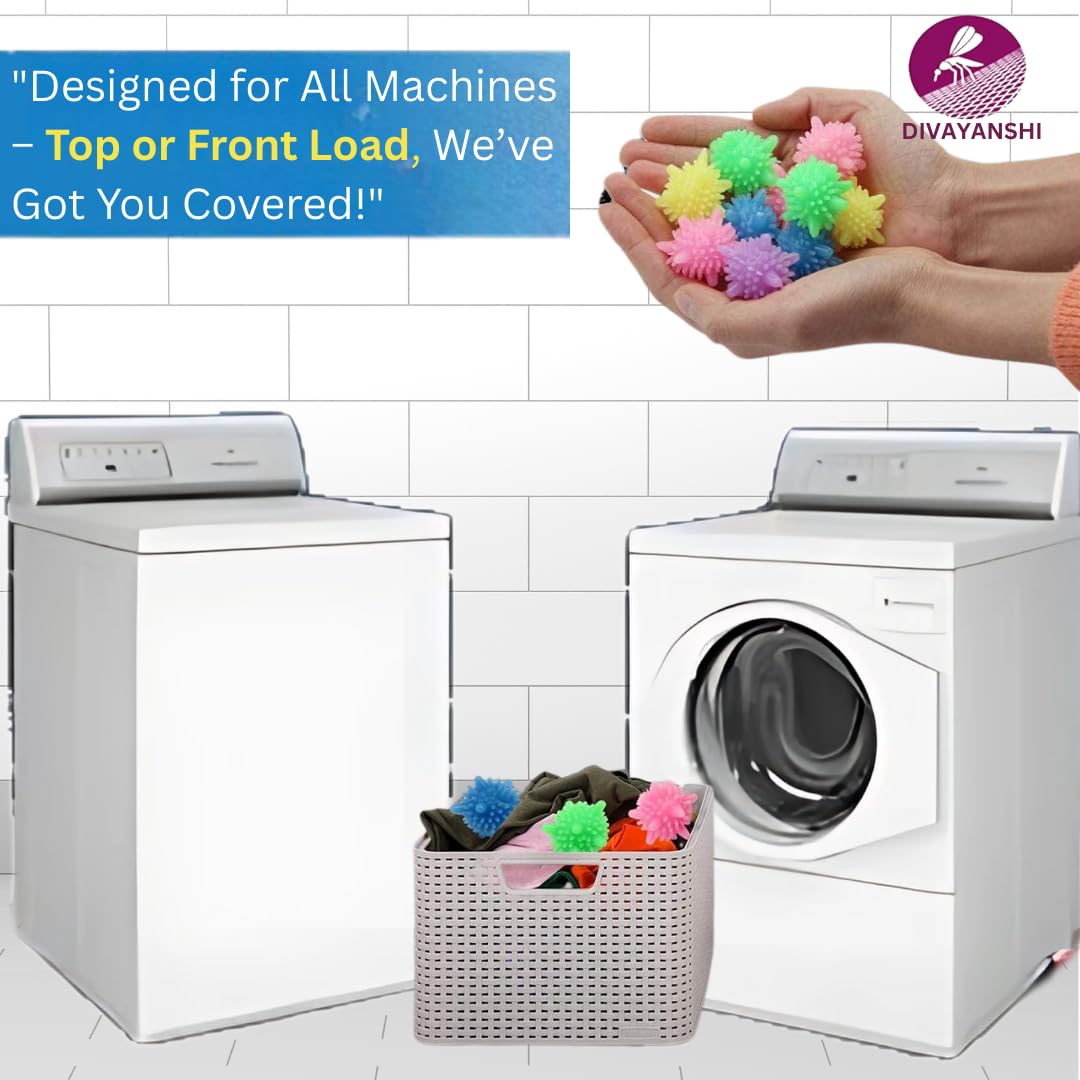 Divayanshi Laundry Balls for Washing Machine | Reusable Eco-Friendly Fabric Softener Dryer Balls | Reduces Lint & Wrinkles | Non-Toxic Cleaning Ball for Clothes, Plant use, Pets – Pack of 15 2