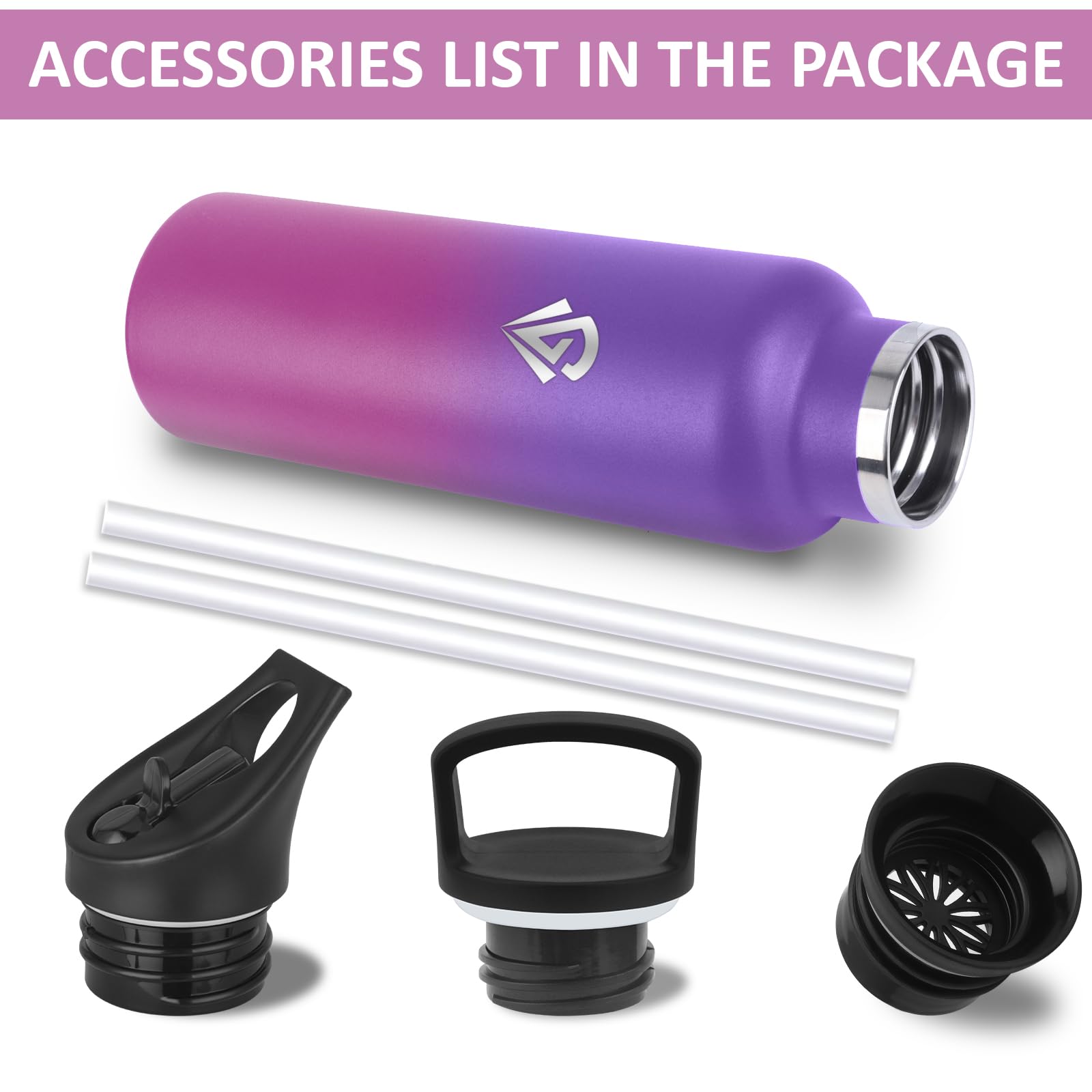 Borraccia Termica, Borraccia 750 ml, Senza BPA, Borracia con Cannuccia e Filtro, Senza Perdite, Bottiglia Termica, Borracce Termiche per Campeggio, Uffici, Caffè, Viaggio, Palestra, Yoga