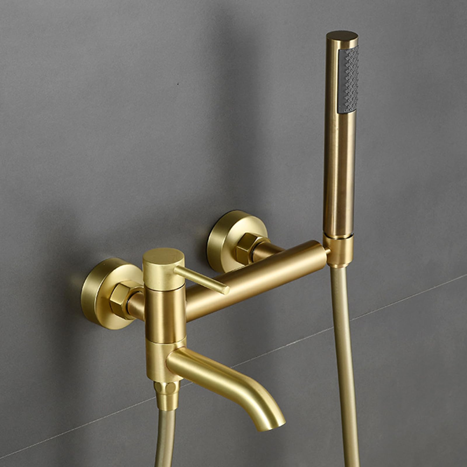 Mitigeur de baignoire or brossé avec bec rotatif à 90° en laiton
