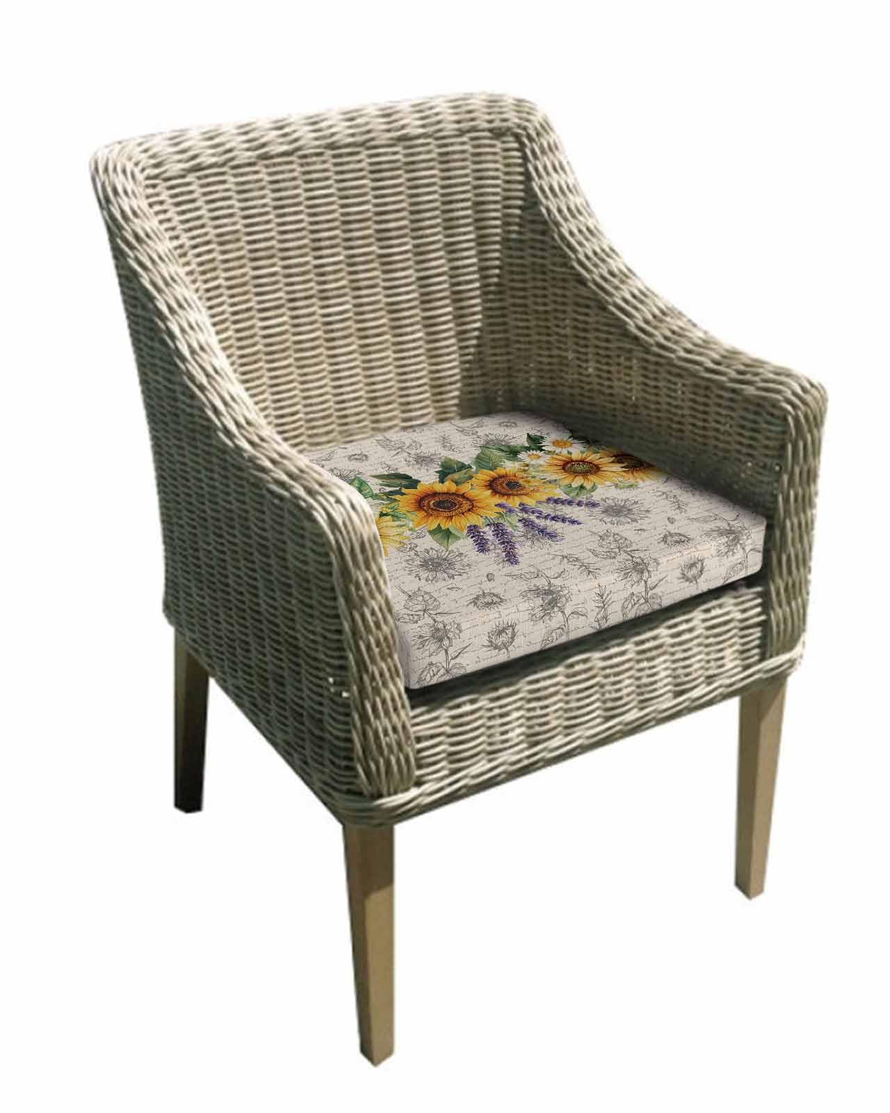 Hokiten Sunflower Outdoor Cushion Chair Cover Set of 2 - Waterproof Couch Seat Covers, Summer Botanical Lavender Farmhouse Patio Furniture Protector Cushions Slipcovers for Sofa/RV, 22