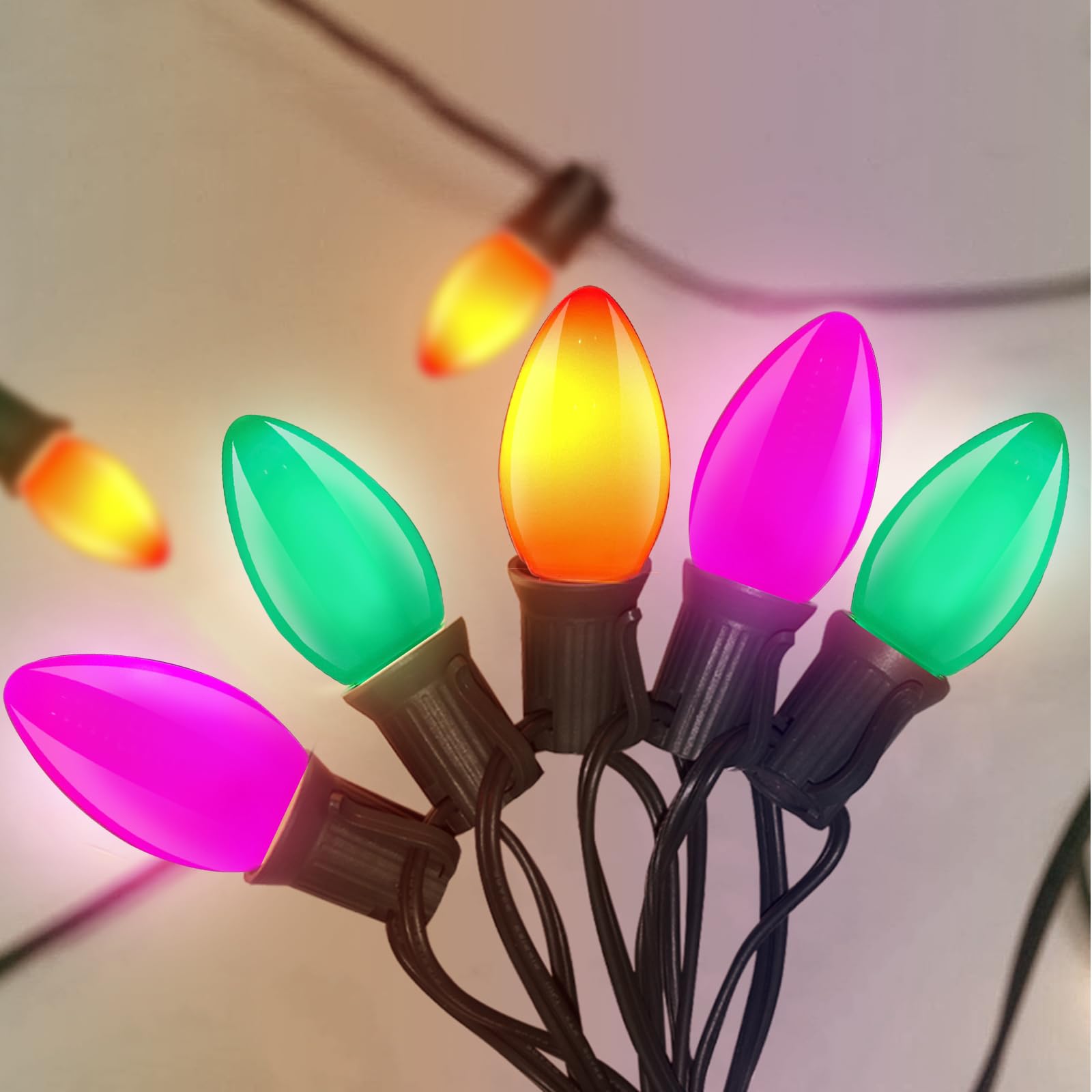 C7 Outdoor Halloween Lights Waterproof, 25Ft LED Outdoor Halloween