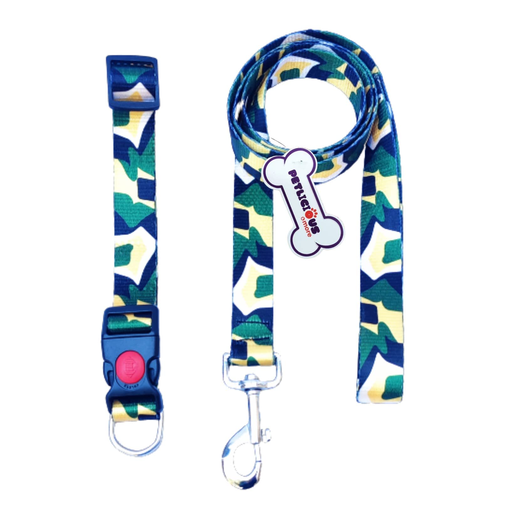 Petlicious & More® Premium Adjustable Camouflage Print Soft Nylon Collar and Leash Set for Dogs & Puppies, Suitable for 10-25 kg for Adult Medium Dogs (Size - Large, Color - Green) (B09N7SP93F) Amazon Price History, Amazon Price Tracker