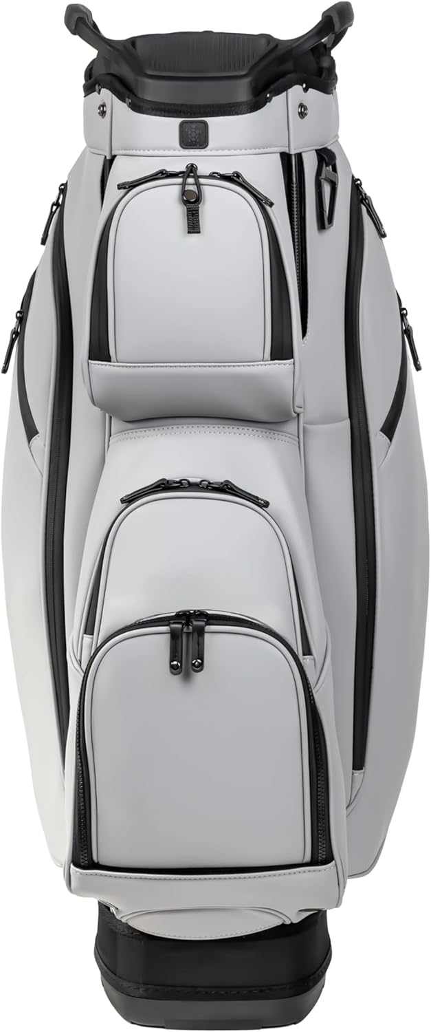 KRADUL - LUX Cart Bag – Lightweight Vegan Leather Golf Cart Bag with Waterproof Pockets, Organized Club Dividers & Cart Strap Tunnel