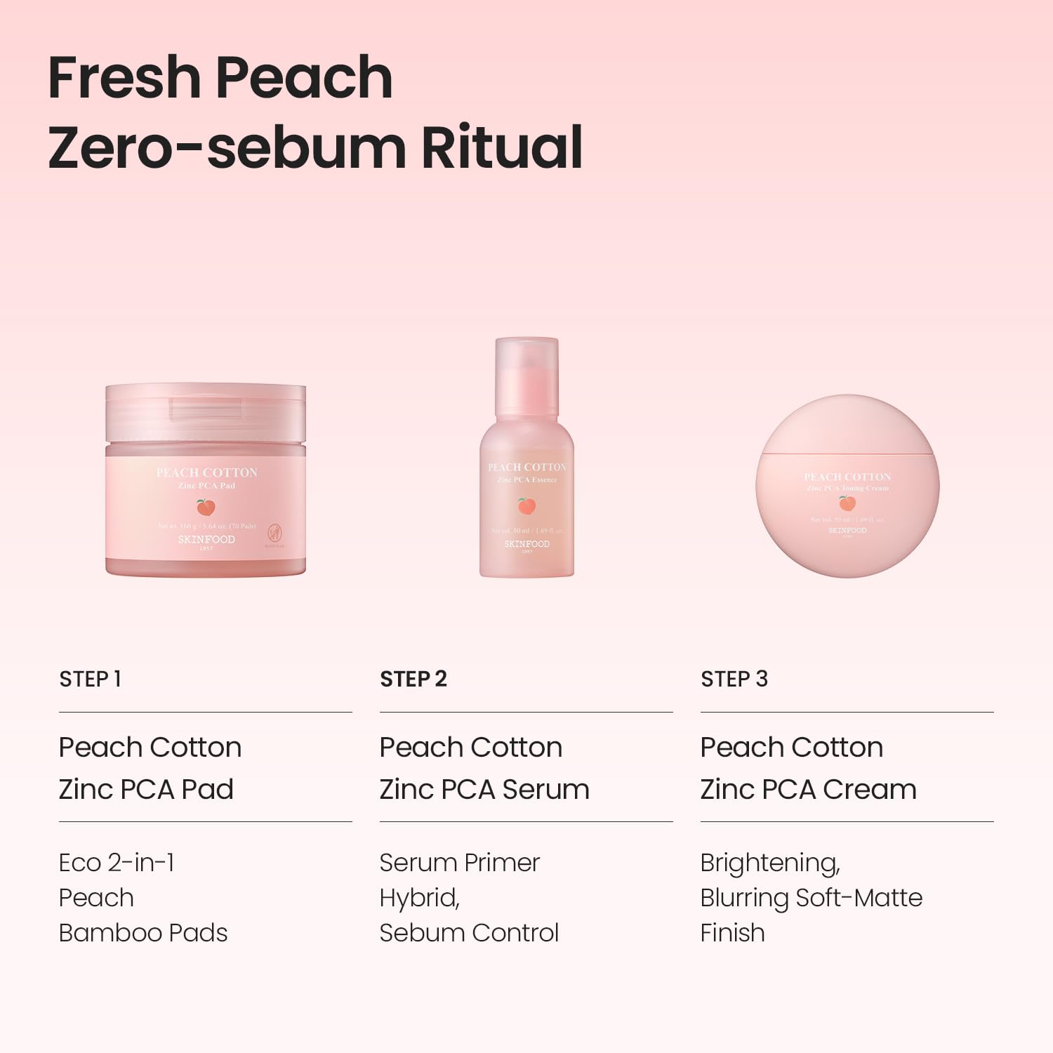 SKINFOOD Peach Cotton Zinc PCA Toner Pads, Korean Skincare for Dual Functional Hydrating,Soothing & Matte, Velvety Finish, Stocking Stuffers, Sebum Control for Sensitive, Oily, 5.64 oz (70 Pads) - Image 6