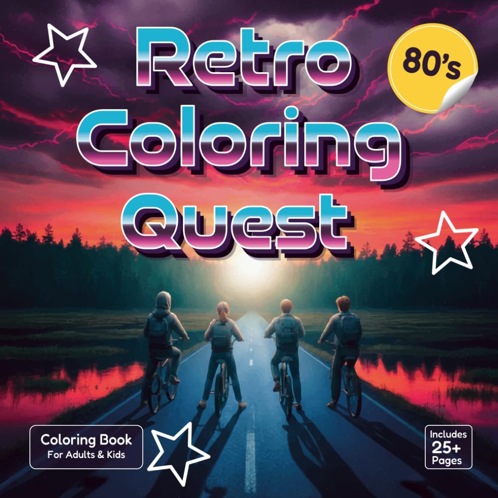 Retro 80s Coloring Book for Adults: Nostalgic Quest: Vintage Neon, Synthwave Vibes, Arcade Games & 80s Pop Culture – Bold & Relaxing Designs for Stress Relief
