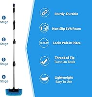 Vista 3 de Ultimate RV/Truck - Kit de cepillo de lavado de 68 pulgadas con poste de aluminio ajustable con manguera de flujo, cerdas suaves con escobilla