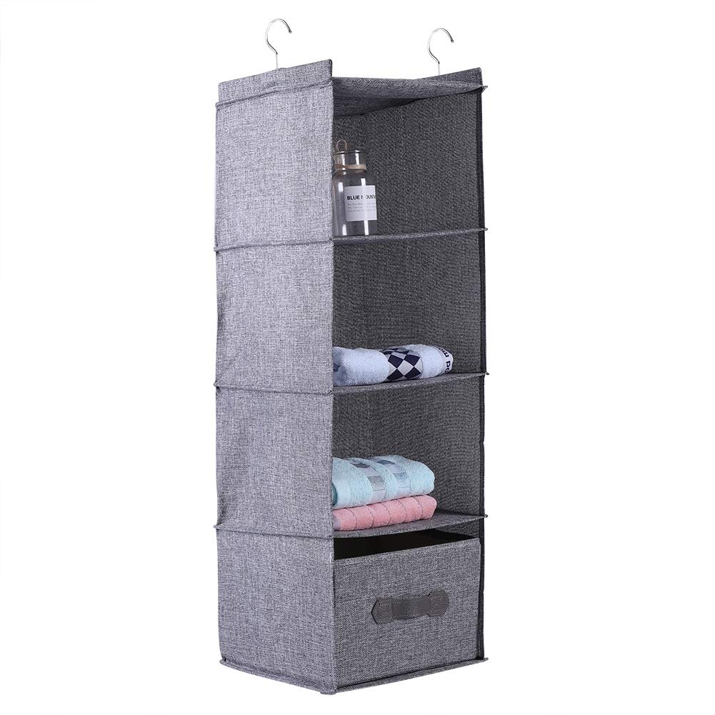 Hängender Schrank-Organizer, Schrank-Hängeregale mit 4 Regalen, hängender Schrank-Organizer und Aufbewahrung (Gray four layers with drawers)