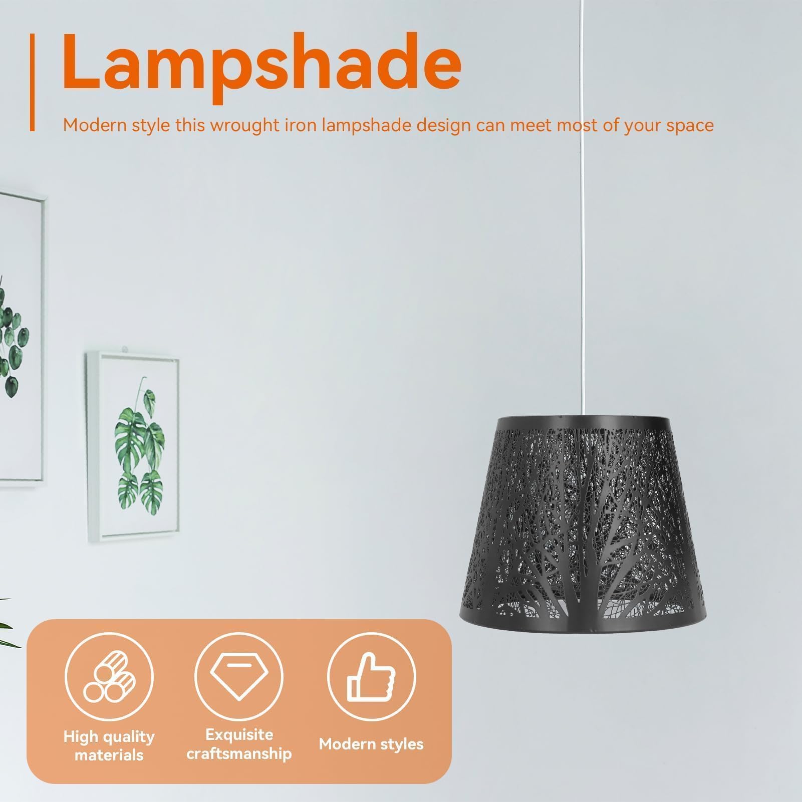 Paralumi in Metallo, Nero Paralume Lampada in Ferro E27 Piccoli Paralumi Scava Fuori Albero Paralume,Paralume in Metallo per Lampada da Terra Arredamento Camera da Letto Paralumi per Lampada da Tavolo