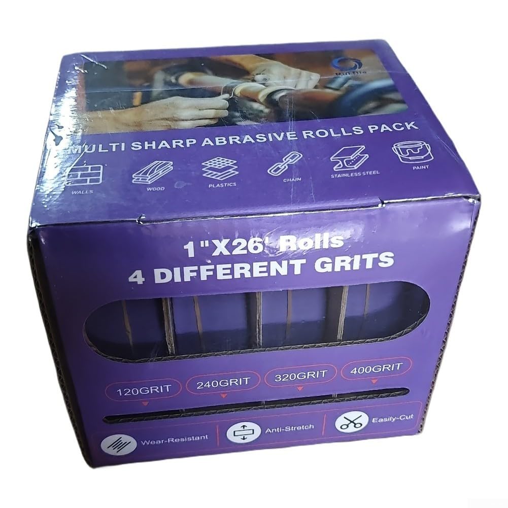 Rollo de cinta de lija de óxido de aluminio, abrasivo con respaldo de tela de alta precisión para pulido de madera y metal, rollo de papel de lija flexible antiobstrucción de 25 mm x 8 m, varios (C)