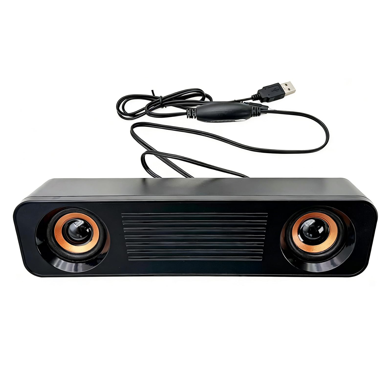 Barra de sonido para TV, alimentada por USB, barra de sonido con cable con graves mejorados, altavoz multimedia compacto para PC, portátil y monitor de escritorio, color negro