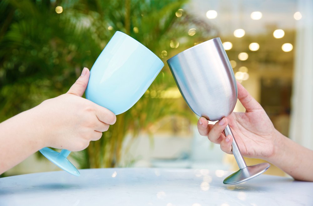 AMZUShome Stainless Steel Wine Glasses Cups.Double Walled Vacuum Insulated Wine Tumbler With Lid and Straw.Friendship,Christmas,Birthday Gifts for Women Men Friends Dad Mom(10oz Rose Gold)