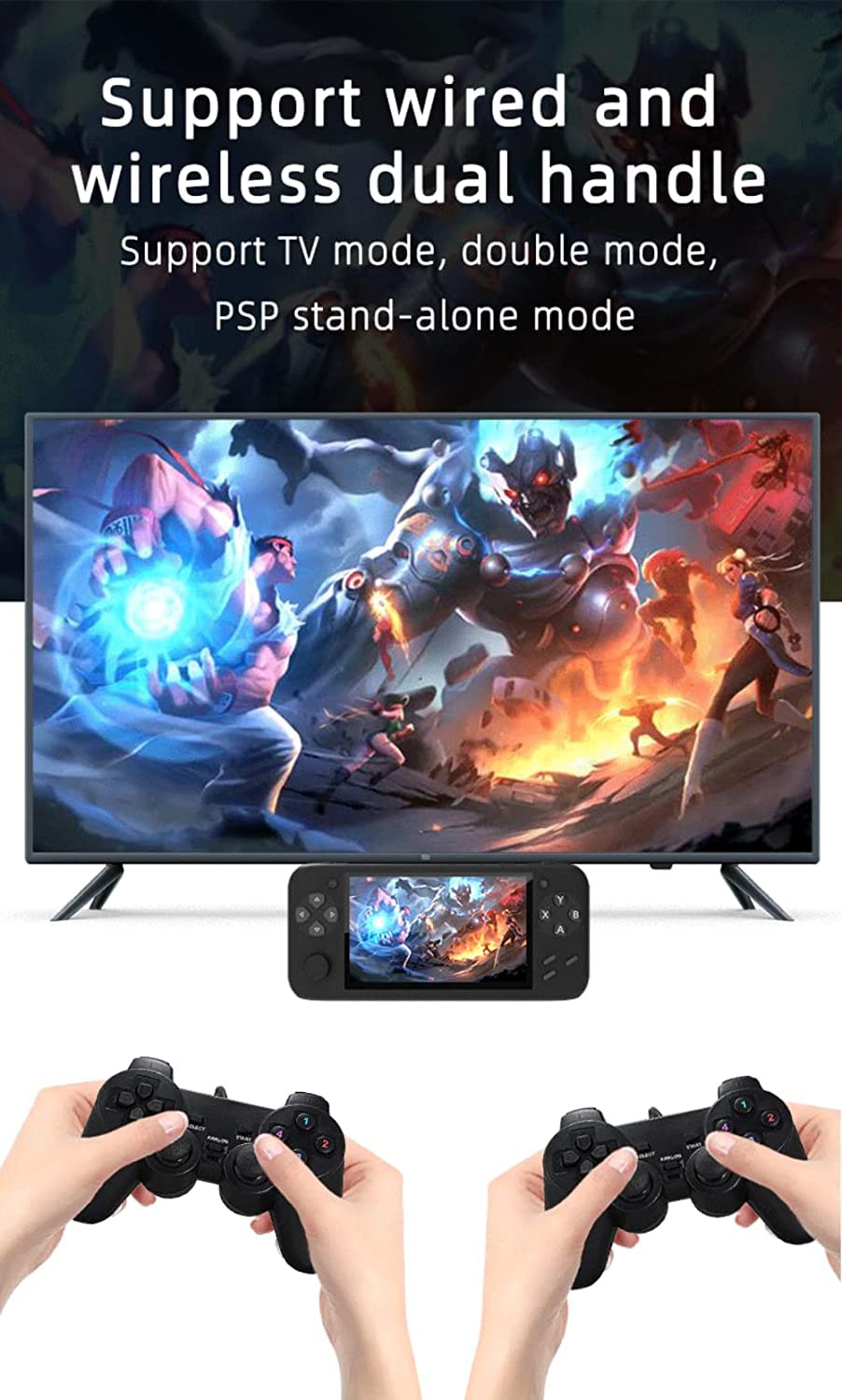Przenośna konsola do gier, 5,1-calowy ekran IPS Konsole do gier wideo Klasyczny emulator gier, system gier Prezent urodzinowy dla dzieci dla dzieci i dorosłych/395(Color:Black)