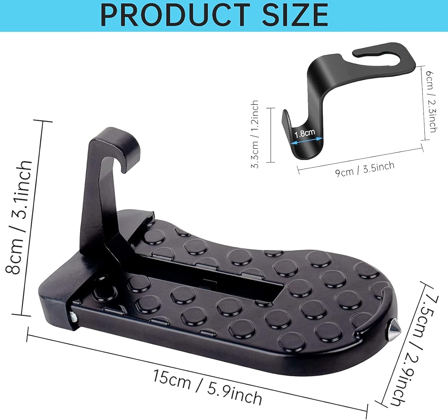 Gradino Pieghevole Per Portiera Auto - Con Martello Di Sicurezza, Supporto 180 Kg | Per SUV E Camper - Foto 13