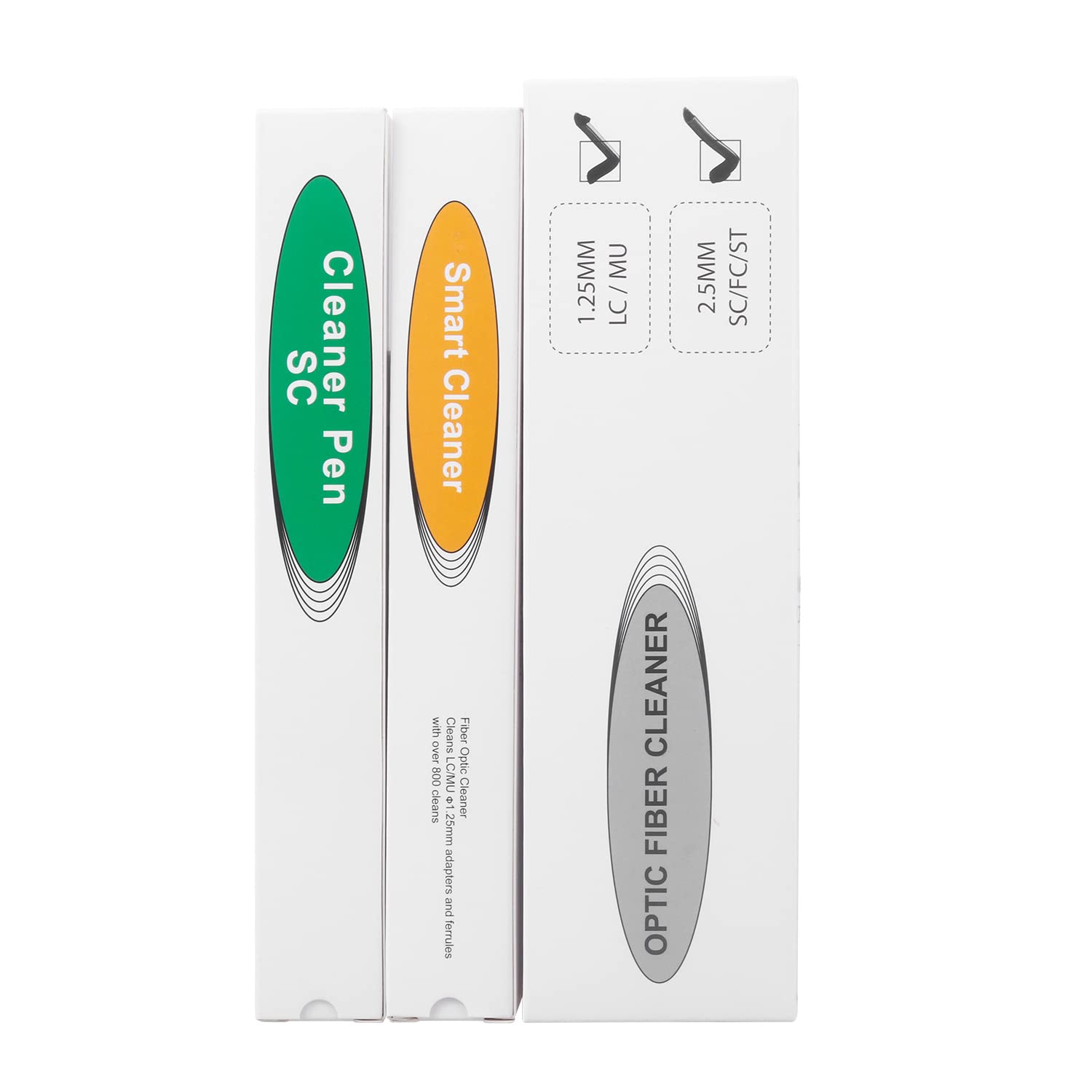 Duogalia 5 Pack Fiber Cleaner Pen for 1.25 mm LC/MU + 5 Pack Fiber Optic Cleaning Tools for 2.5mm SC/ST/FC Connector Over 800 Cleans Fiber End Face Cleans & Optical Connector Cleans (10 PC)