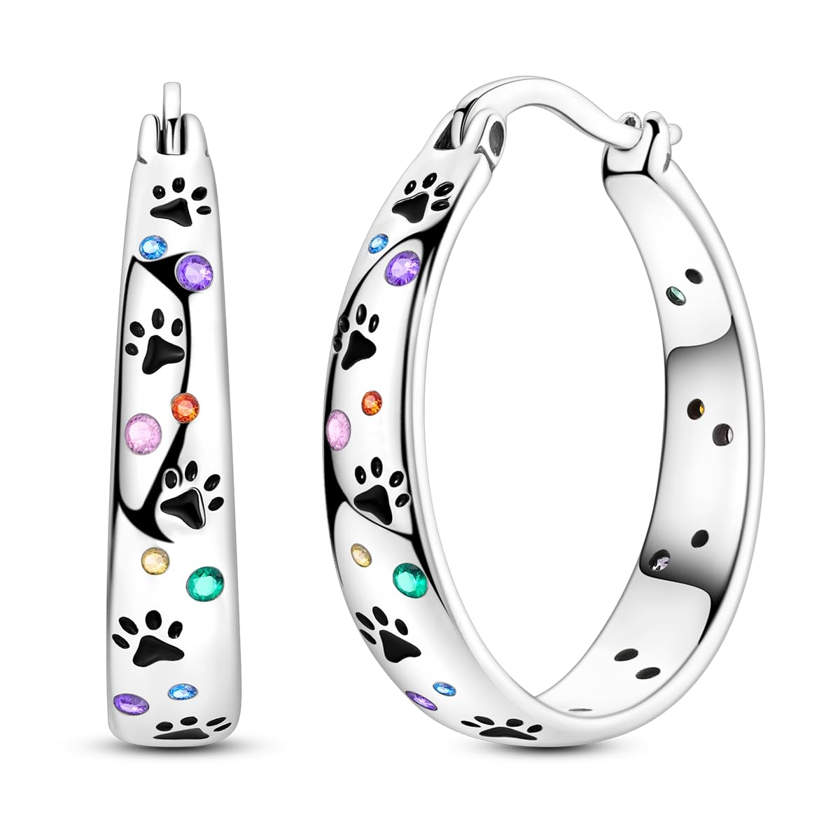 NARMO 925 Sterling Silver Hoop Earrings for Women Hypoallergenic Lightweight Simple Huggie Hoop Earrings Twisted Hoop Earrings Colorful Cubic Zirconia