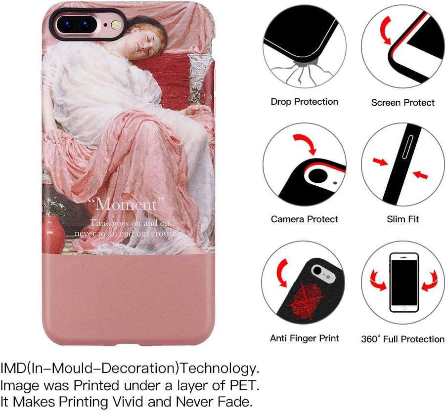 GOLINK iPhone 7 Plus Case for Girls/iPhone 8 Plus Art Case, Oil Painting Series Slim-Fit Shockproof Dust Proof Shiny TPU Case for iPhone 7/8 Plus 5.5"(Asleep Girl)