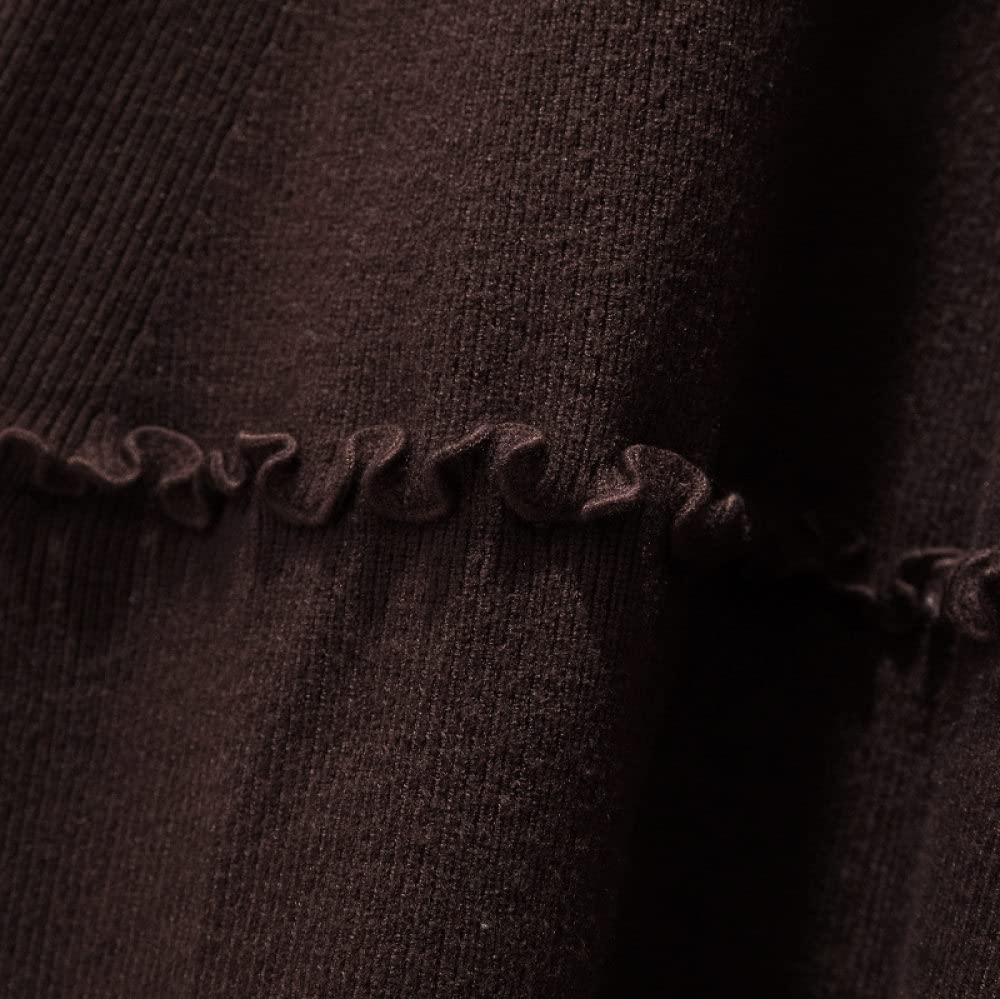 Faldas para Mujer Cintura Elástica,Falda De Talle Alto Midi Diseño De Encaje Elástico Falda De Invierno Acampanada Sexy Elegante Faldas Plisadas para Mujer Fald(Coffee)