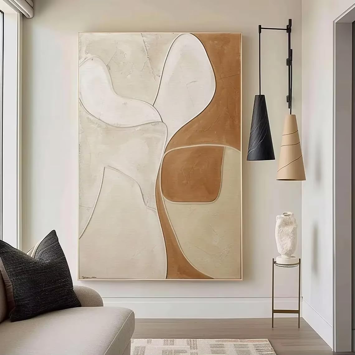 DFZEWKI Brown and Beige Canvas Wall Art Large Modern Contemporary Artwork for Living Room Home Decor(30x40cm(12x16in)/No frame)