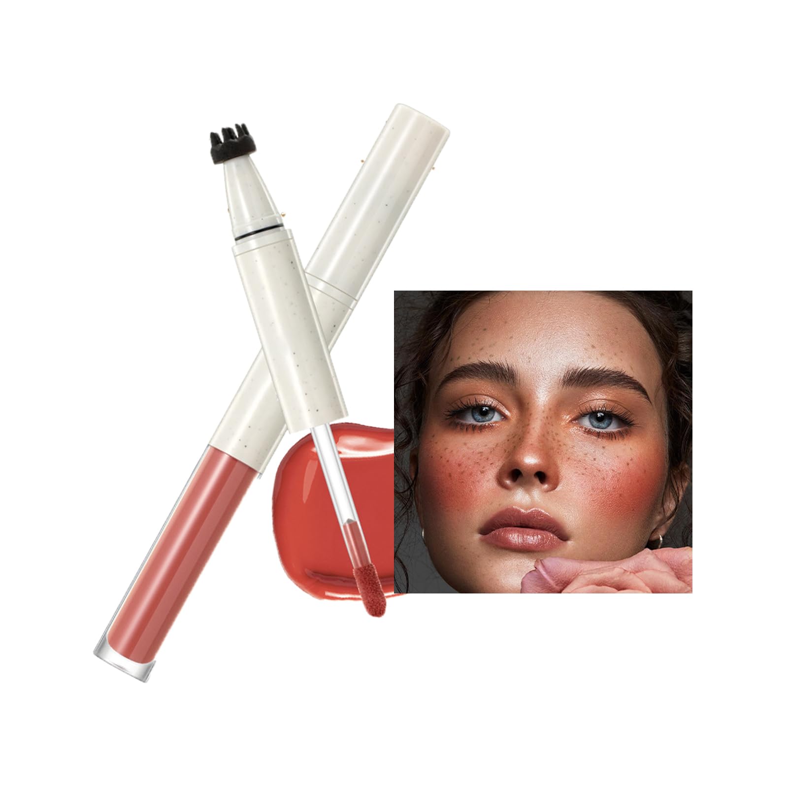 Freckle Blush Pen 2-in-1 Liquid Freckle Stamp & Blush Pen, Waterproof Cream Blusher for Natural Effortless Sun-Kissed Look