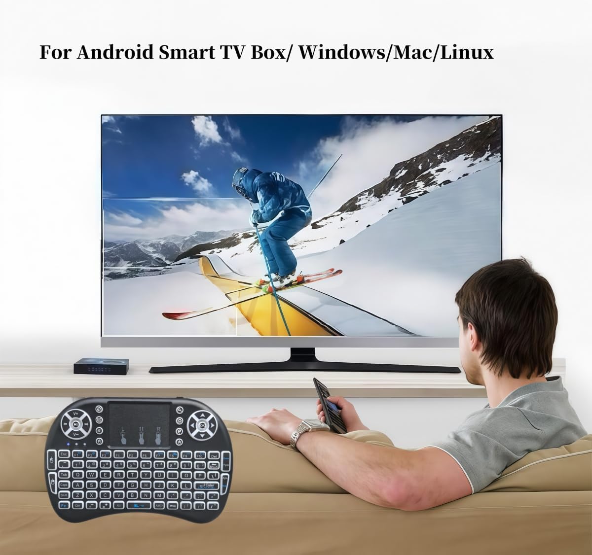 Portable Mini Wireless Keyboard with Bluetooth&2.4G, Touchpad Mouse Combo Upgraded BRG Backlitght Memory for PC/Android TV Box/Projector/HTPC/Pad/Xbox/Tablets:i8-BT