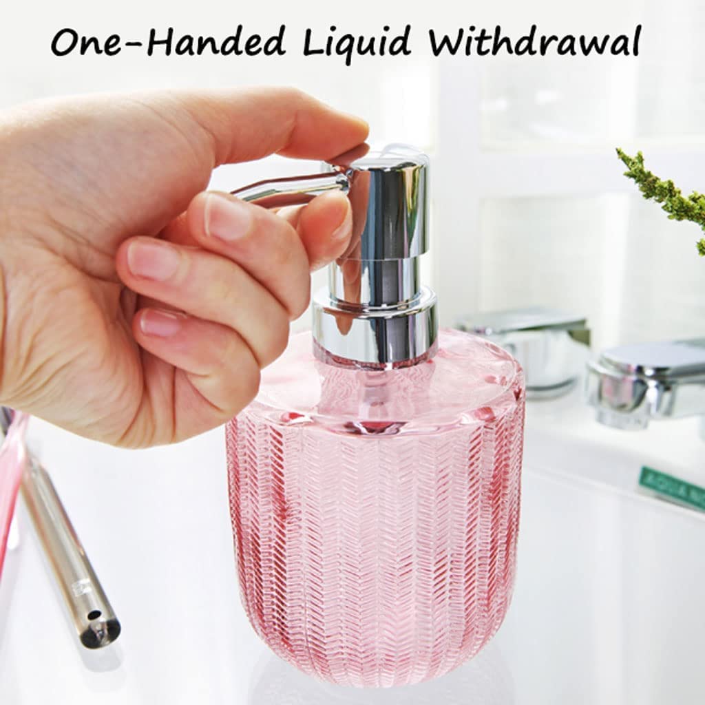 Zylindrischer manueller Seifenspender Metall Rostfreie Pumpe Lotionspender Klarglas Nachfüllbare Seifenpumpe 300ml/10.1oz