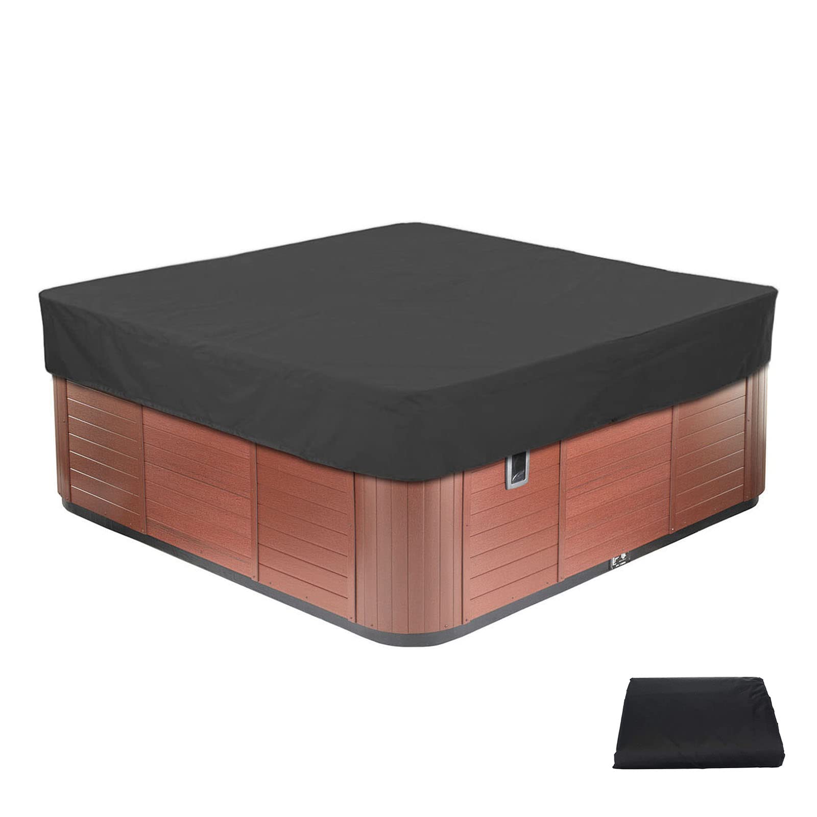 Ldiw Black Square Hot Tub Cover Outdoor Pool Cover 210D Oxford Spa Top Cover Protector Canopy Waterproof Dustproof Uv Protection,215 * 215 * 30Cm