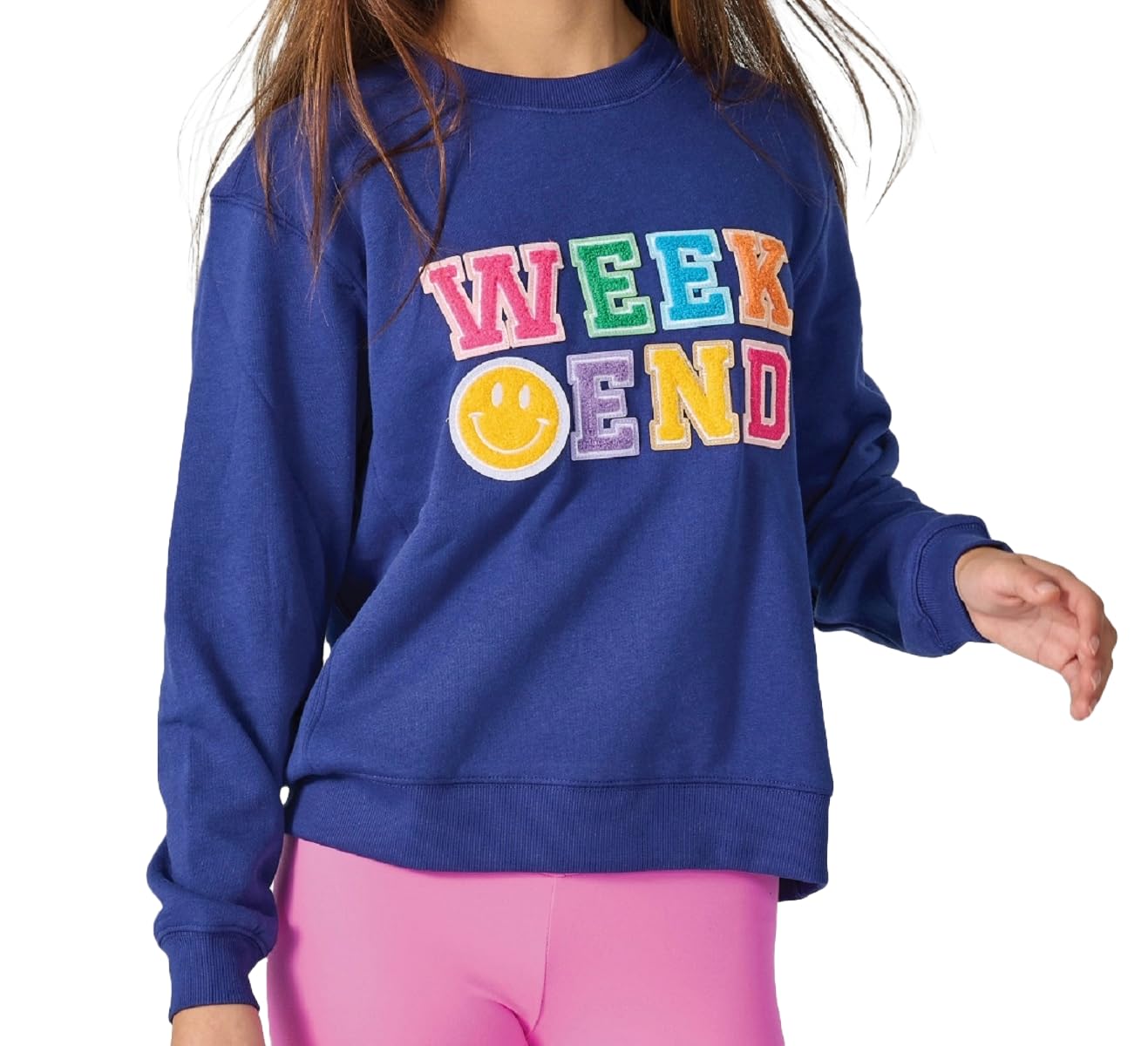 iscream Big Girls Softest Puff Fleece Crewneck Chenille Applique Sweatshirt