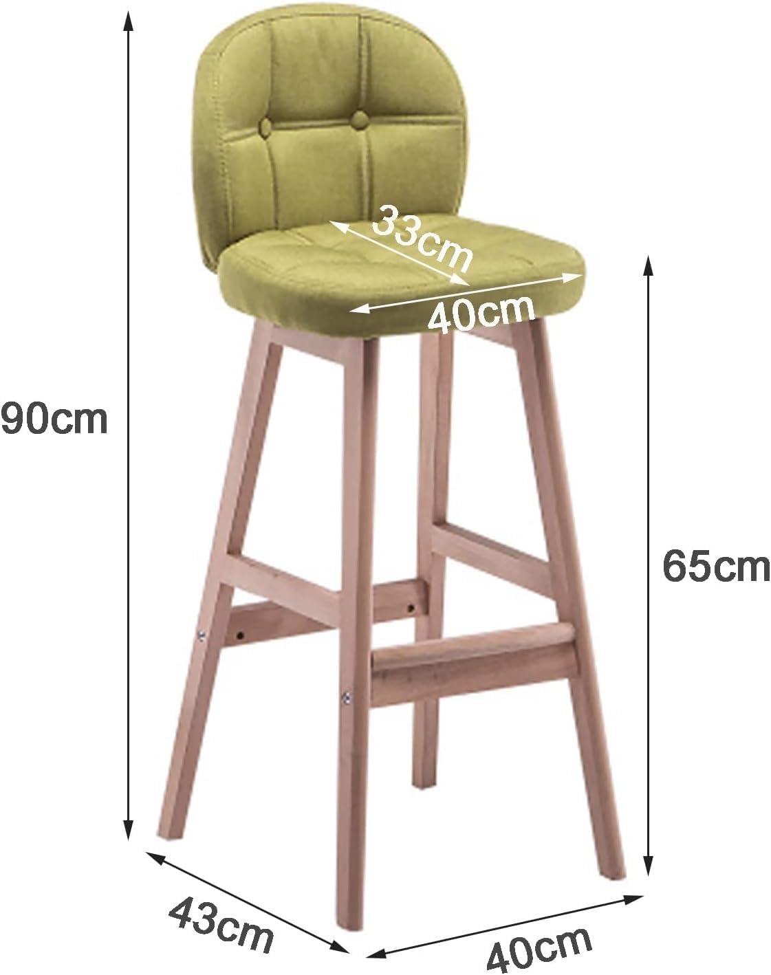 Set di 2 sgabelli da bar imbottiti con gambe in legno, schienale alto regolabile in altezza, sgabelli per la colazione a isola da cucina, sedie da pranzo moderne grigie per la decorazione della casa