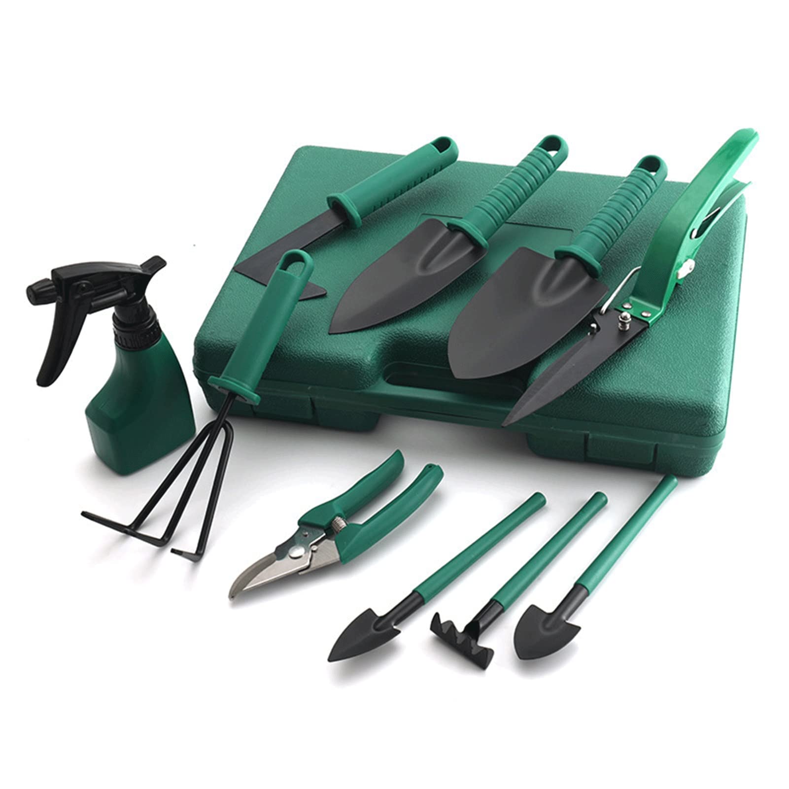 Set di Attrezzi da Giardino, 10 Pezzi Kit di Attrezzi per Piantare Giardino, Attrezzi per Bonsai da Giardino con Custodia Verde e Impugnatura Ergonomica Regali di Giardinaggio per Donne Uomini