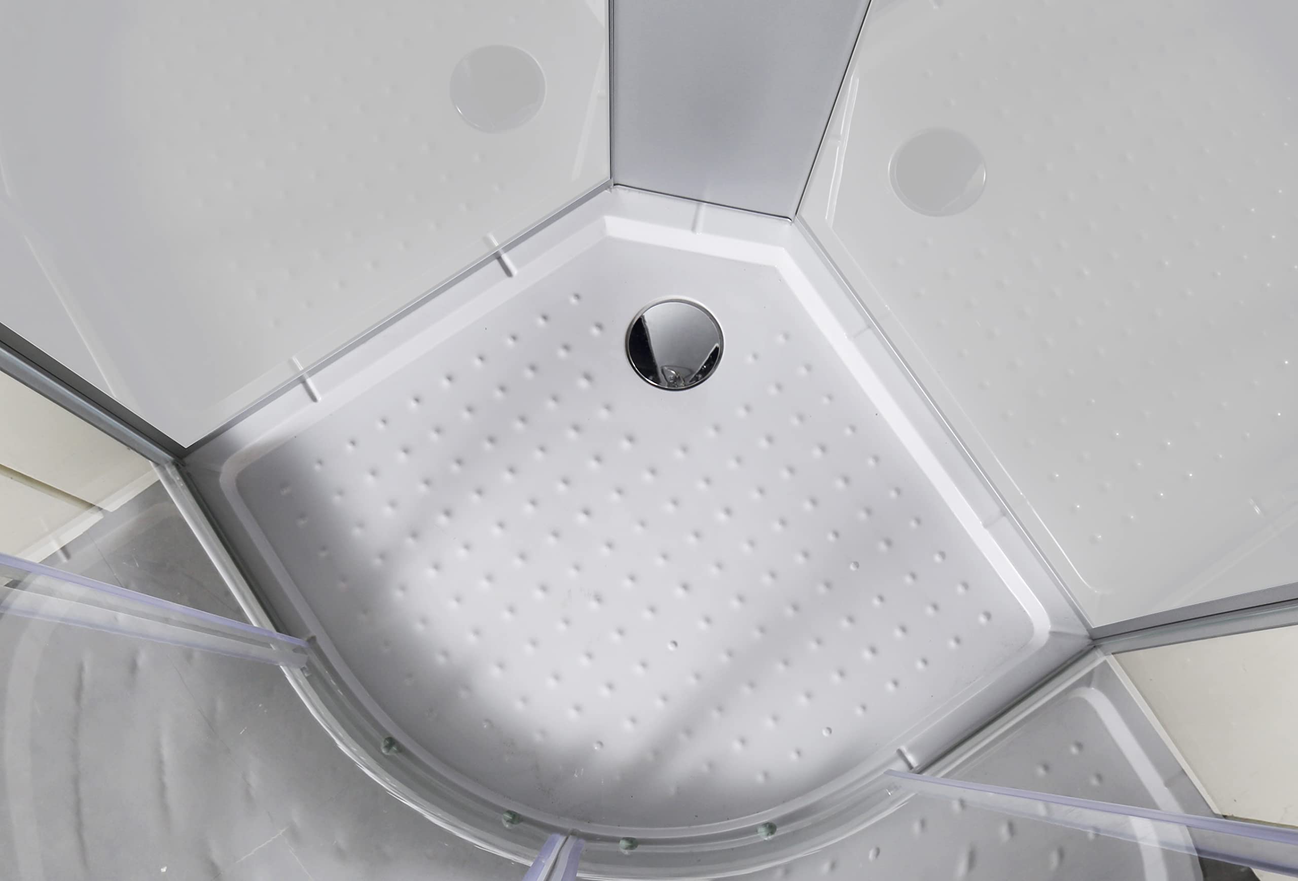 Cabina de ducha completa Punto blanco 90 x 90 x 215 cm – con cabezal y alcachofa de mano, chorros de masaje, cristal de seguridad, ducha completa