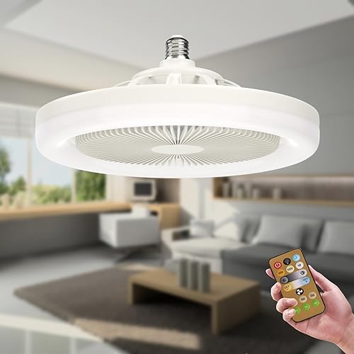 Ventiladores de techo con luces y control remoto, luz de ventilador de techo de perfil bajo sin aspas, base E26 inalámbrica, para dormitorio, sala