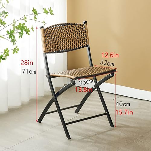 Miniatura 2 de OLOTU Silla plegable fresca y transpirable, silla plegable tejida a mano, silla de ratán de imitación, cojín de ratán curvado para interiores