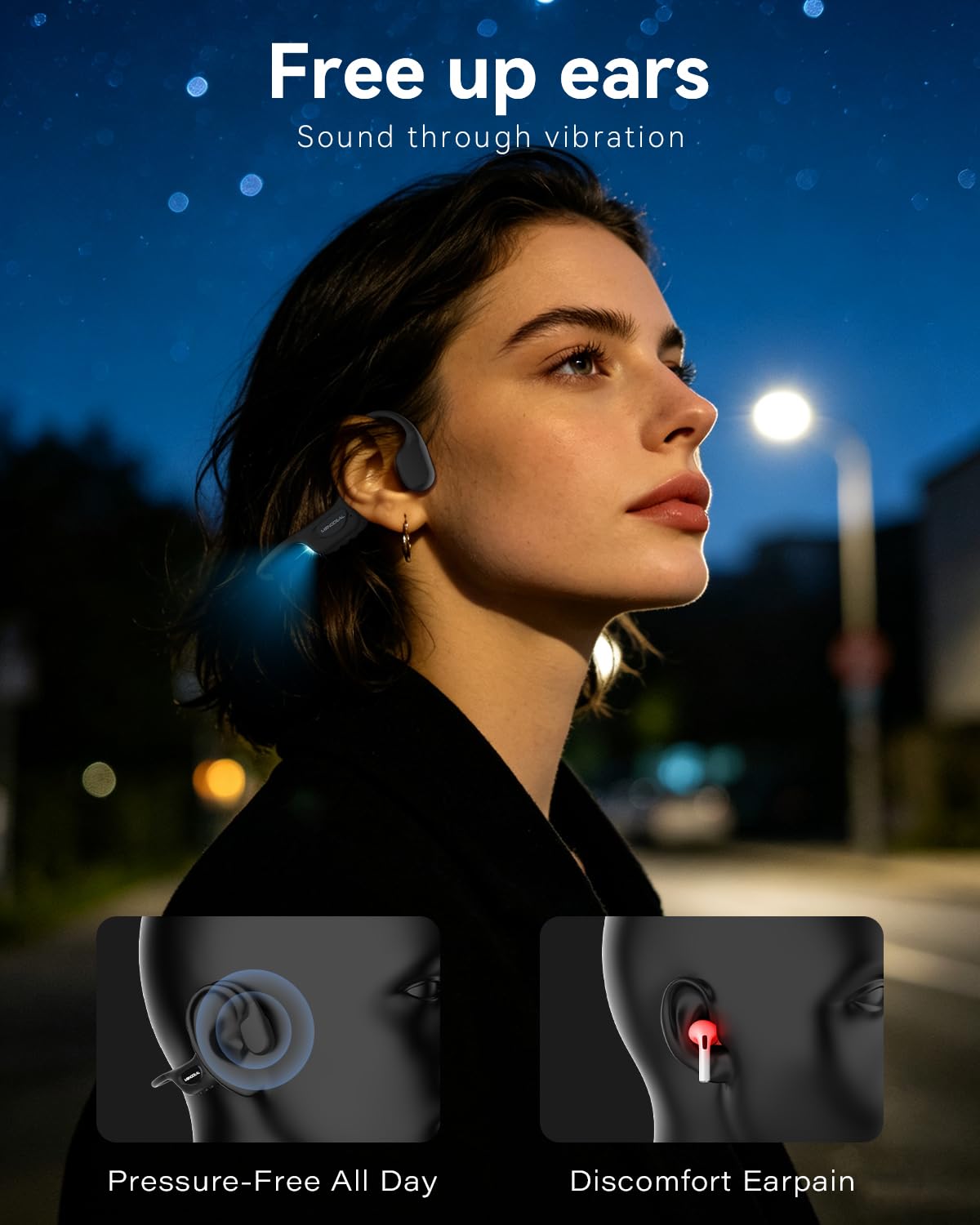 MONODEAL Écouteurs intra-auriculaires Bluetooth 6.0 étanches IPX8 à conduction osseuse pour le jogging, le cyclisme, le fitness
